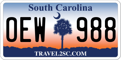 SC license plate OEW988