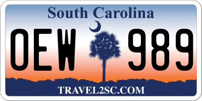 SC license plate OEW989