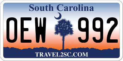 SC license plate OEW992
