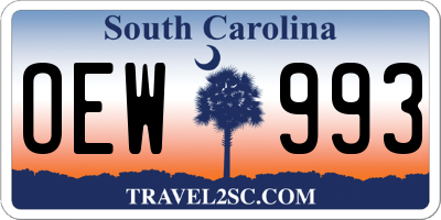 SC license plate OEW993