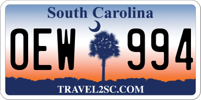 SC license plate OEW994