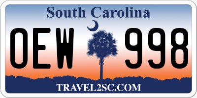 SC license plate OEW998