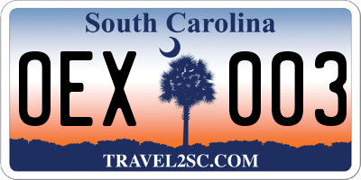 SC license plate OEX003