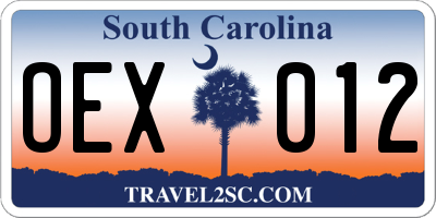 SC license plate OEX012