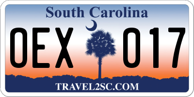 SC license plate OEX017