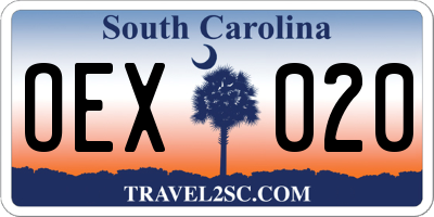 SC license plate OEX020