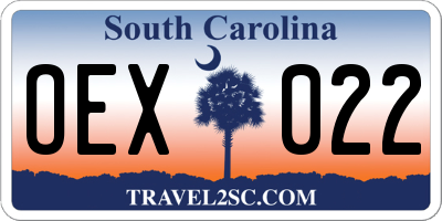 SC license plate OEX022
