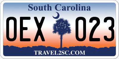 SC license plate OEX023