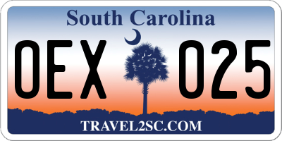 SC license plate OEX025