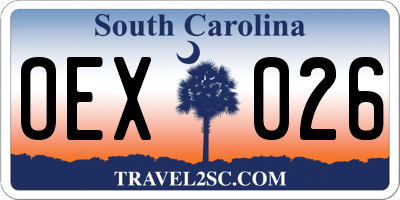 SC license plate OEX026
