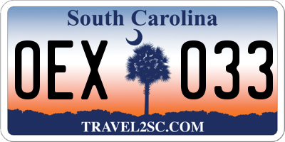 SC license plate OEX033