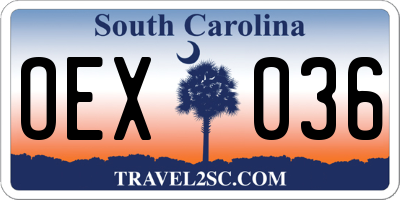 SC license plate OEX036