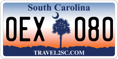 SC license plate OEX080