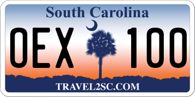 SC license plate OEX100