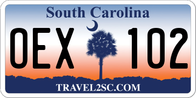 SC license plate OEX102