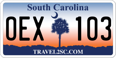 SC license plate OEX103