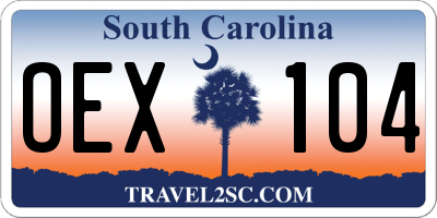 SC license plate OEX104