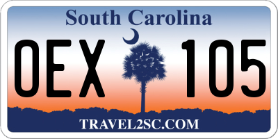 SC license plate OEX105
