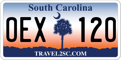 SC license plate OEX120