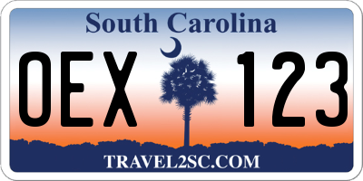 SC license plate OEX123