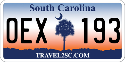 SC license plate OEX193