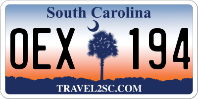 SC license plate OEX194