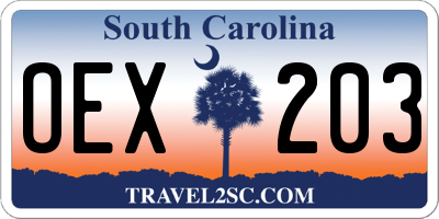 SC license plate OEX203
