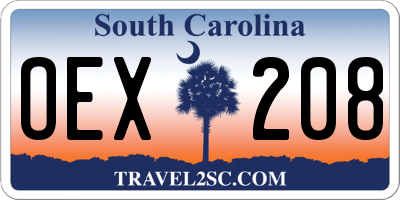 SC license plate OEX208