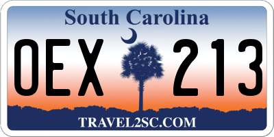 SC license plate OEX213