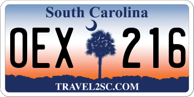 SC license plate OEX216