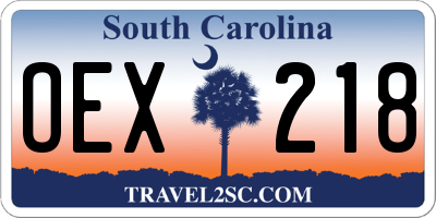 SC license plate OEX218