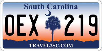 SC license plate OEX219