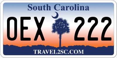 SC license plate OEX222