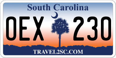 SC license plate OEX230