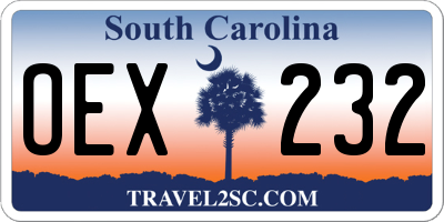 SC license plate OEX232