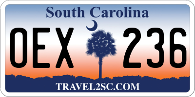 SC license plate OEX236