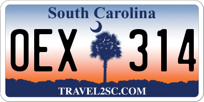 SC license plate OEX314