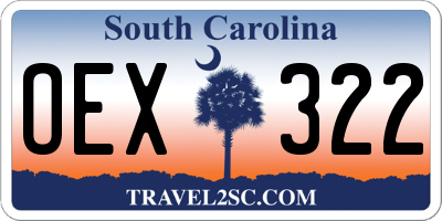 SC license plate OEX322