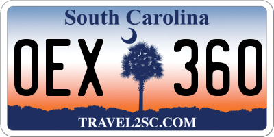 SC license plate OEX360