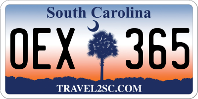 SC license plate OEX365