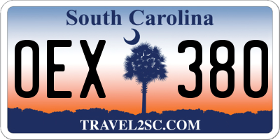 SC license plate OEX380
