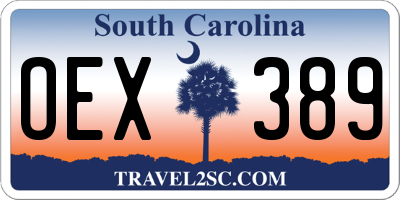 SC license plate OEX389