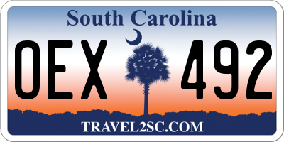 SC license plate OEX492