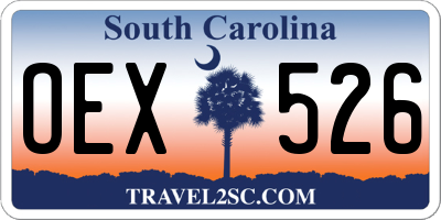 SC license plate OEX526
