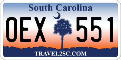 SC license plate OEX551