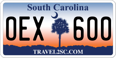 SC license plate OEX600