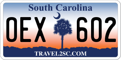 SC license plate OEX602