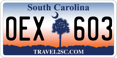 SC license plate OEX603