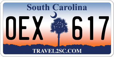 SC license plate OEX617