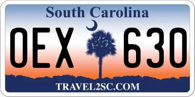 SC license plate OEX630